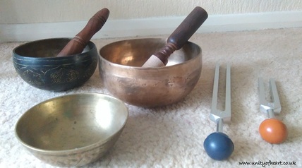 Unity of Heart Singing bowls and Tuning forks, Healing and Mediation room, Teja Kaur, Reiki, Yoga, Falmouth